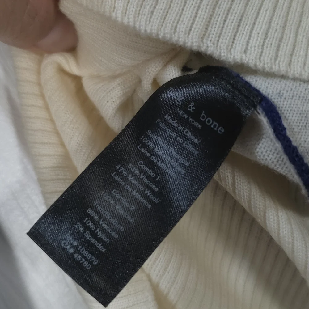 Rag & bone Navy and White Crew Neck Sweater Merino Blend XS NWOT - Picture 7 of 9